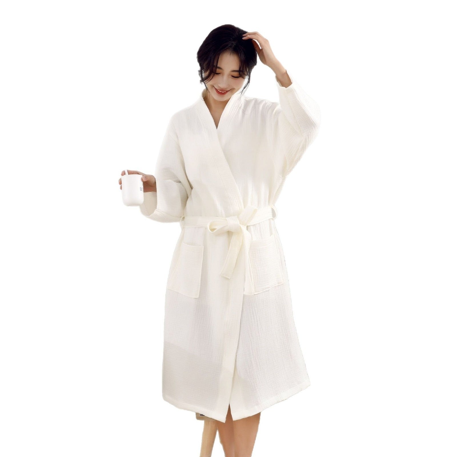 Cotton Three-layer Gauze Bathrobe Class A Spring And Summer Thin Pajamas