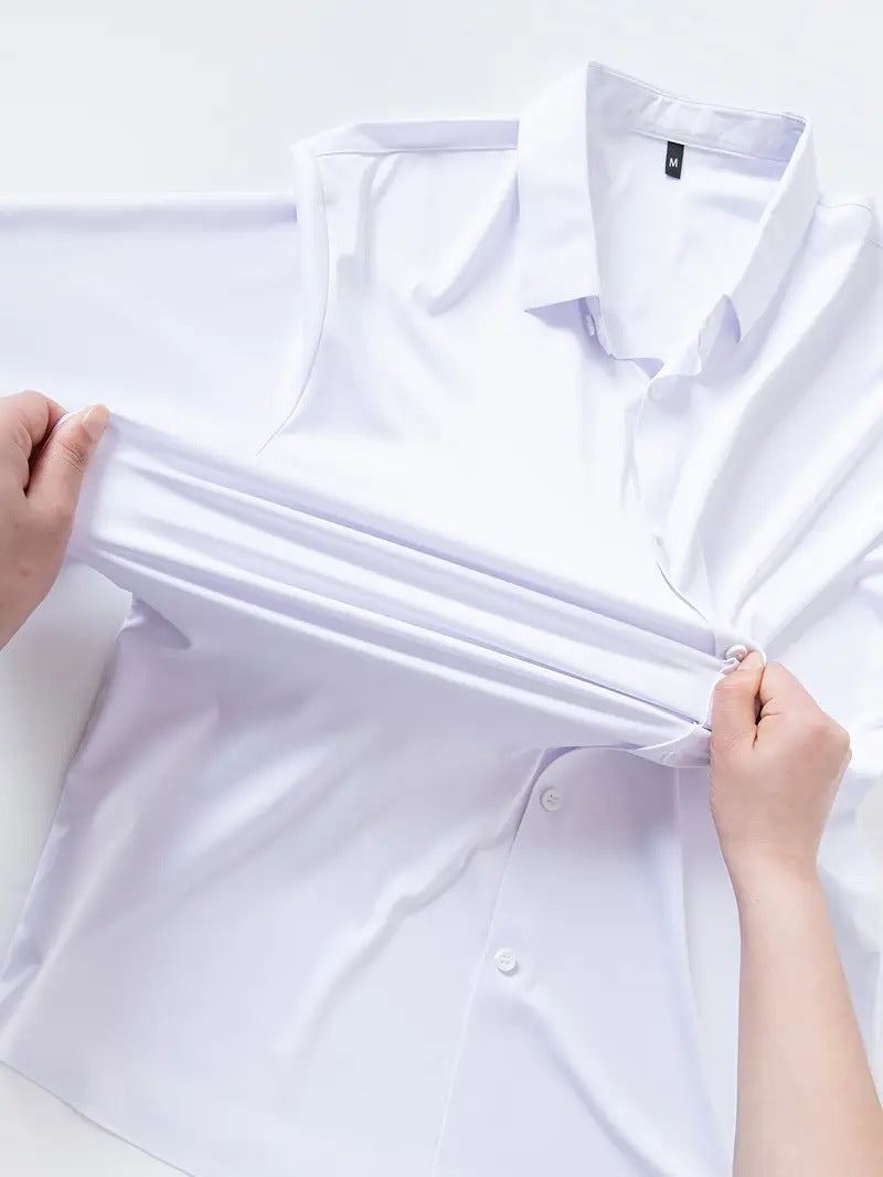 Seamless, Highly Elastic, Long-Sleeve, Wrinkle-Resistant Plus-Size Shirt For Men