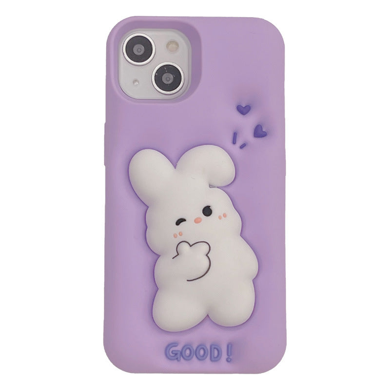 Press-and-expand Purple Bunny Silicone Soft Case