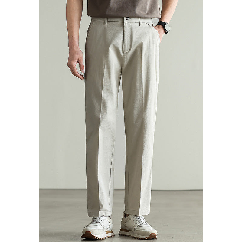 Cotton Blended Elasticated Slacks Men's Straight