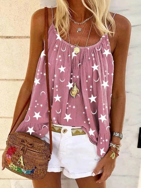 V-neck Printed Vest Camisole Top For Women