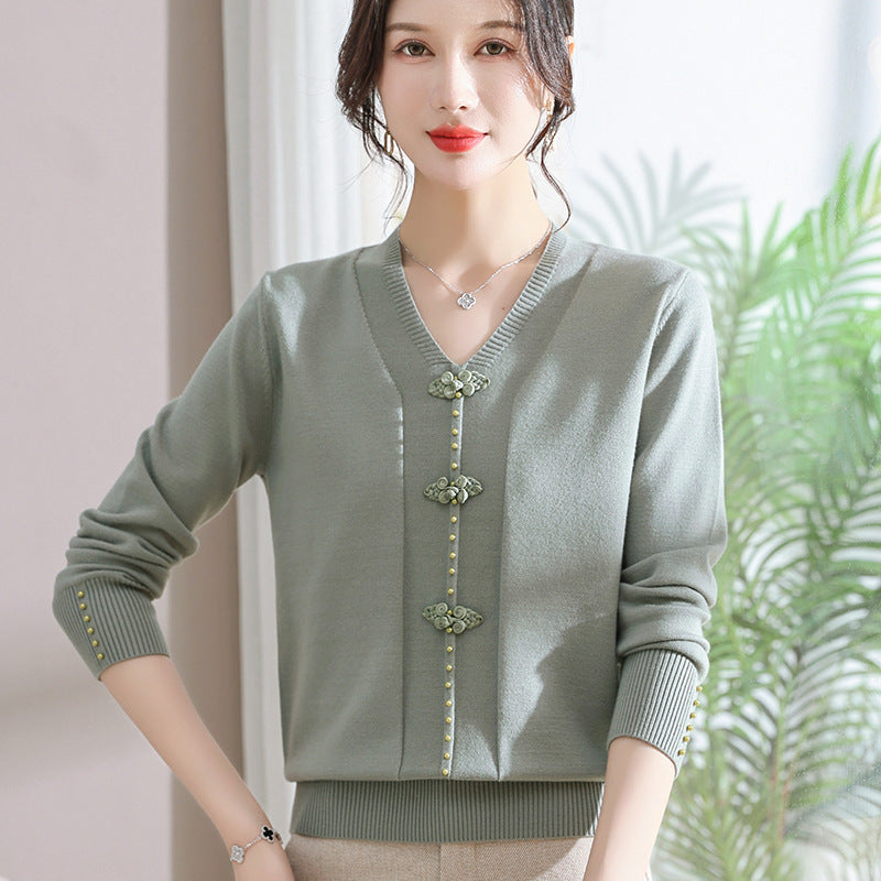 Korean Loose And Lazy Style V-neck Sweater