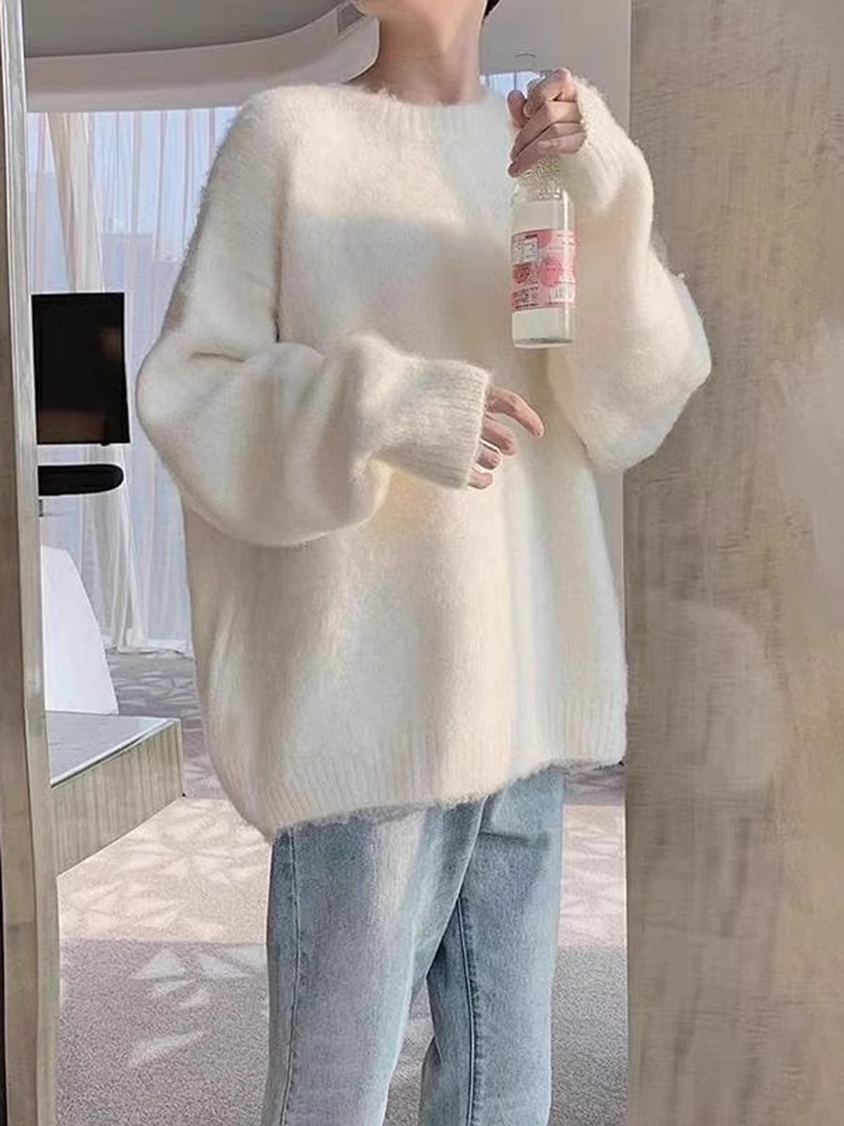 Round Neck Soft Glutinous Sweater Loose Thick