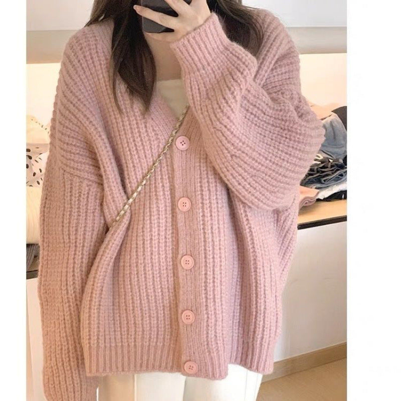 Idle Style Knitted Cardigan Sweater For Women Autumn And Winter