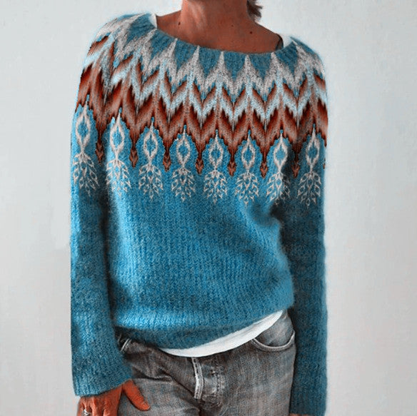 Round Neck Multicolor Loose Fashion Pullover Sweater