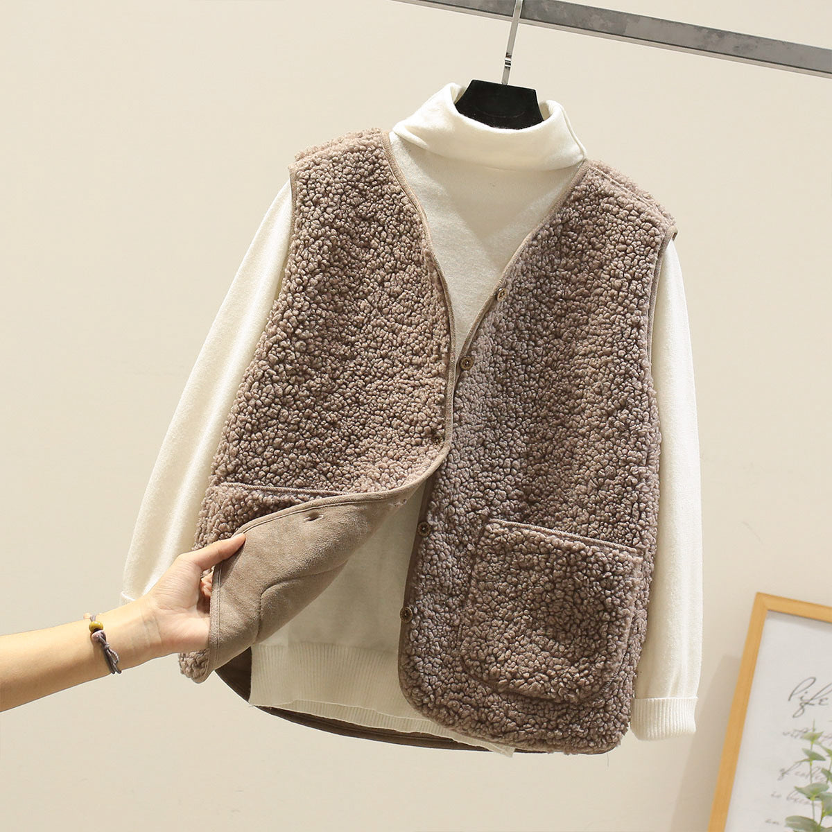 Lamb Wool Vest Women's Short Fur Vest Particle Plush Waistcoat Jacket