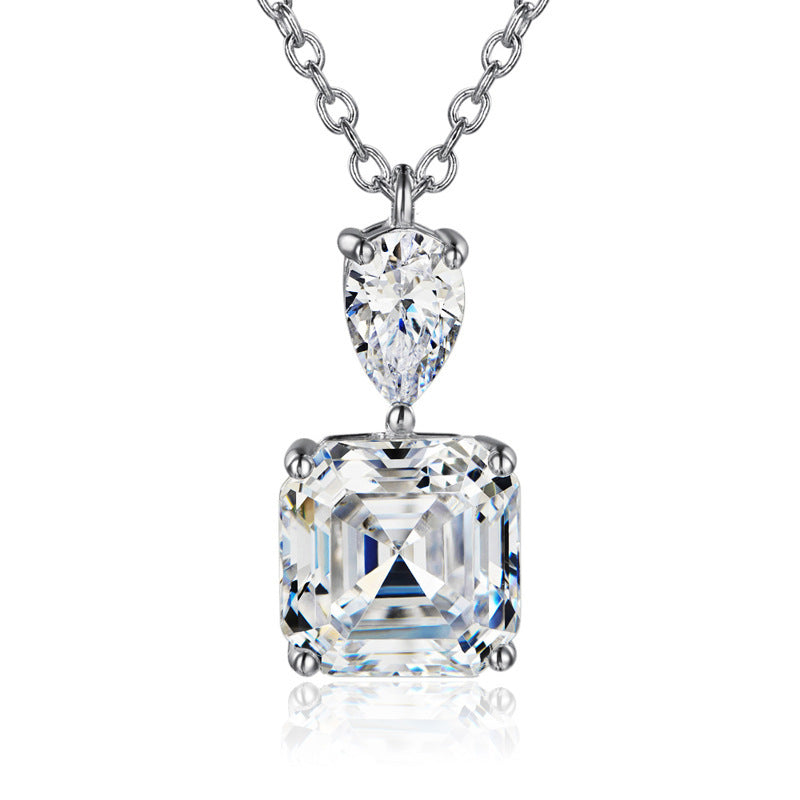 Women's Square Colored Gems Zircon Necklace