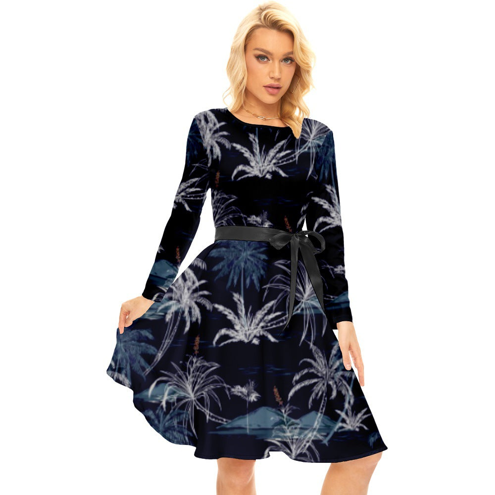 Halloween Pattern Tropical Plant Print Female Dress