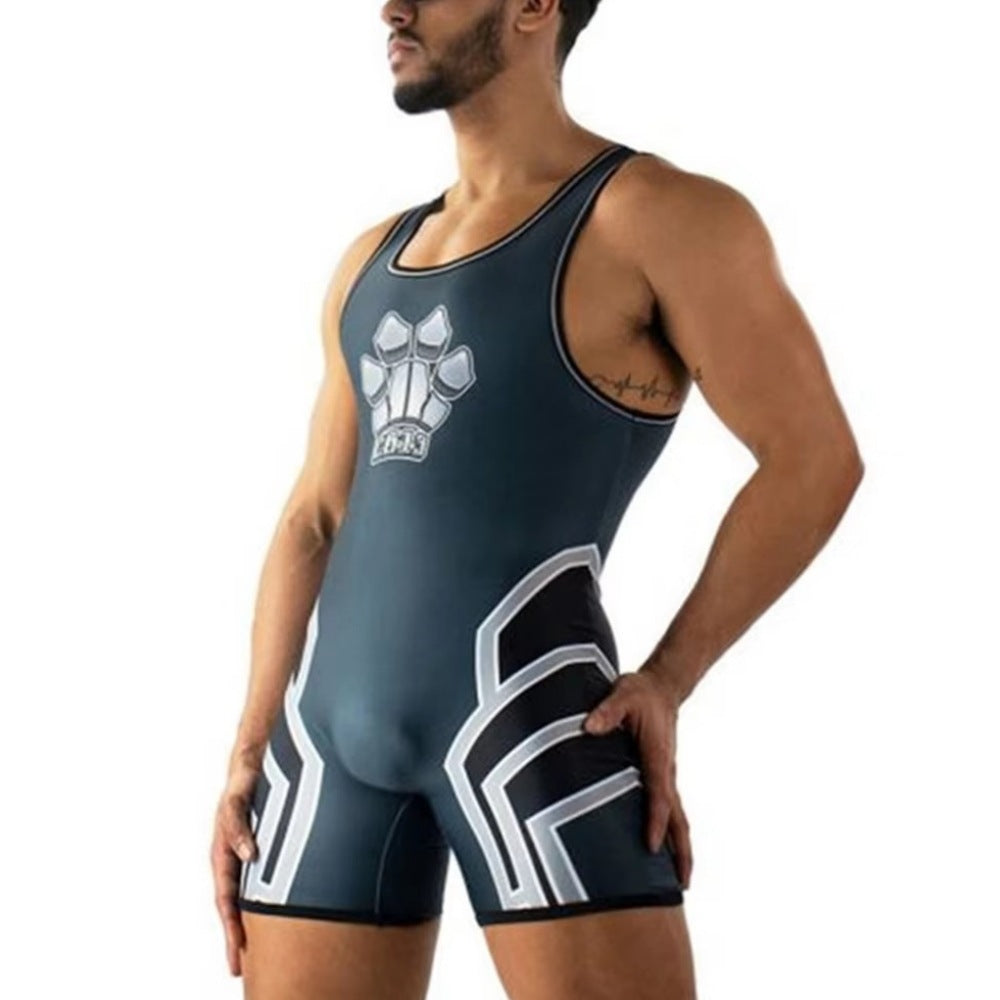 Men's Wrestling Jumpsuit Belly Contracting And Close-fitting