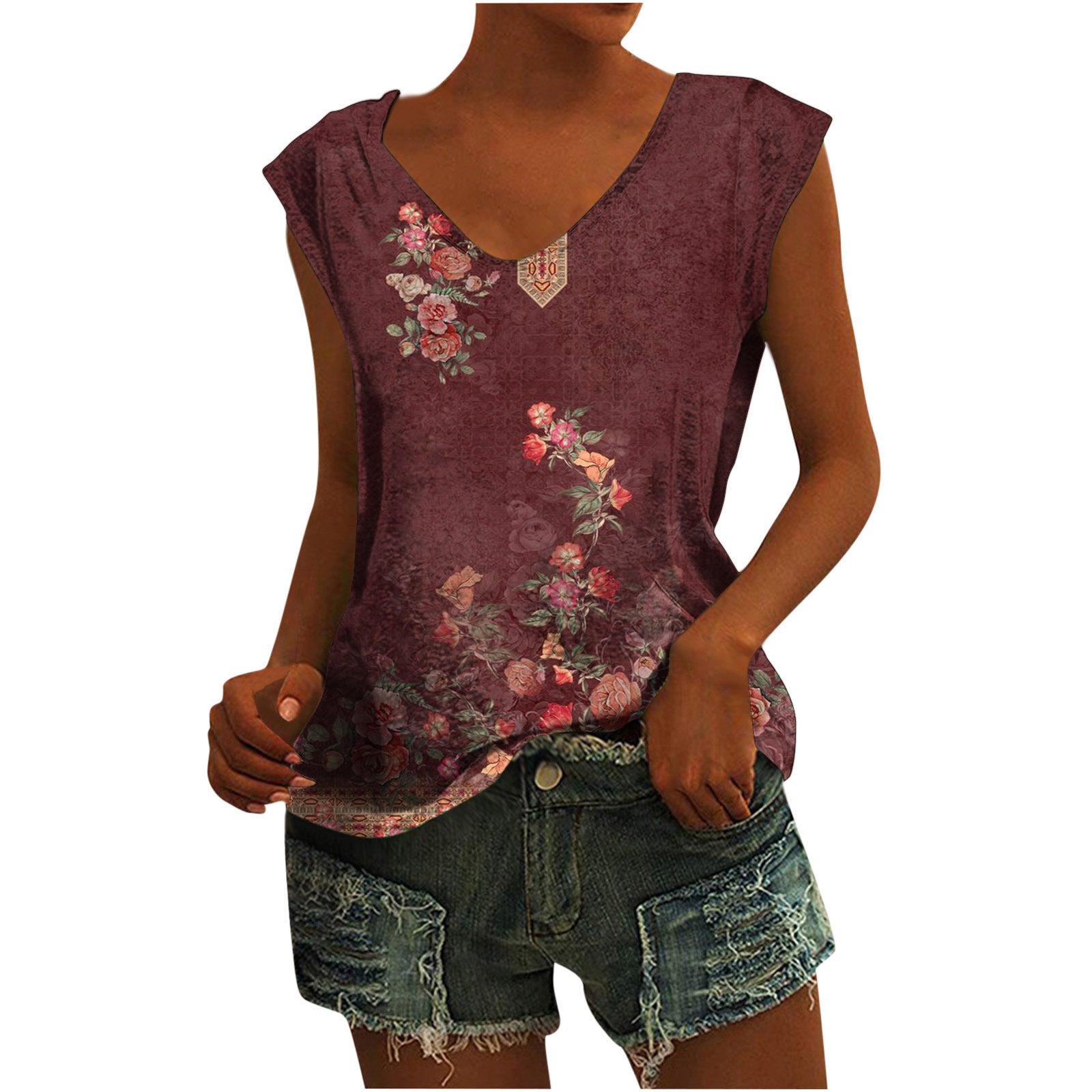 Printed All-matching Women's Sleeveless Vest