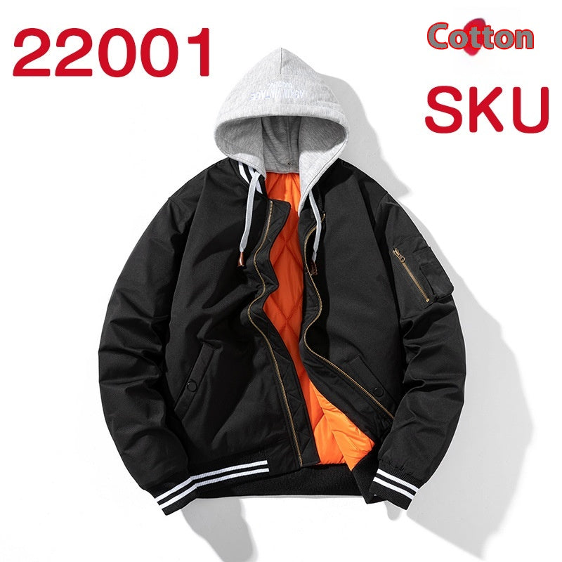 American Street Fashion Hooded Jacket Solid Color Printing Embroidered Baseball Uniform