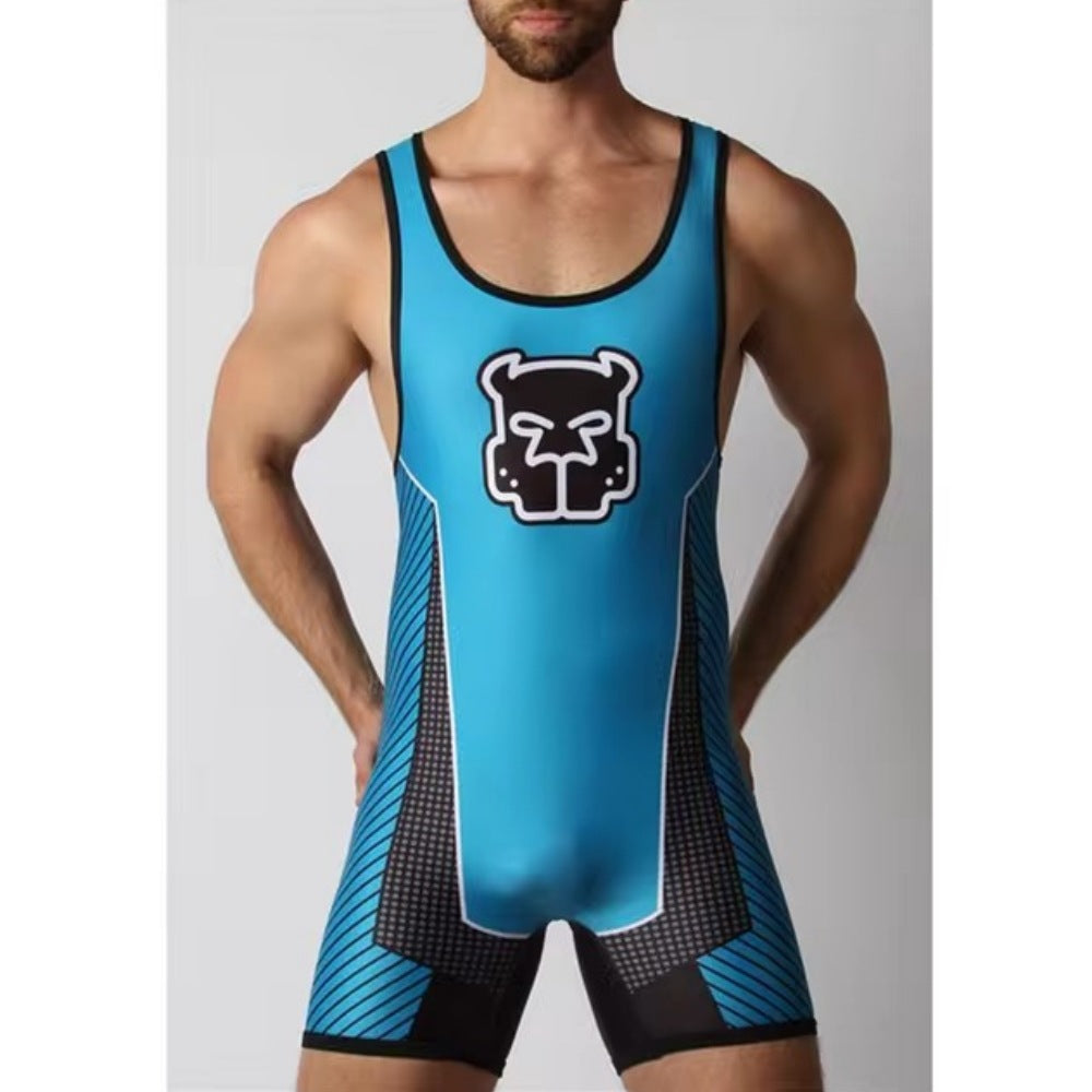 Men's Wrestling Jumpsuit Belly Contracting And Close-fitting