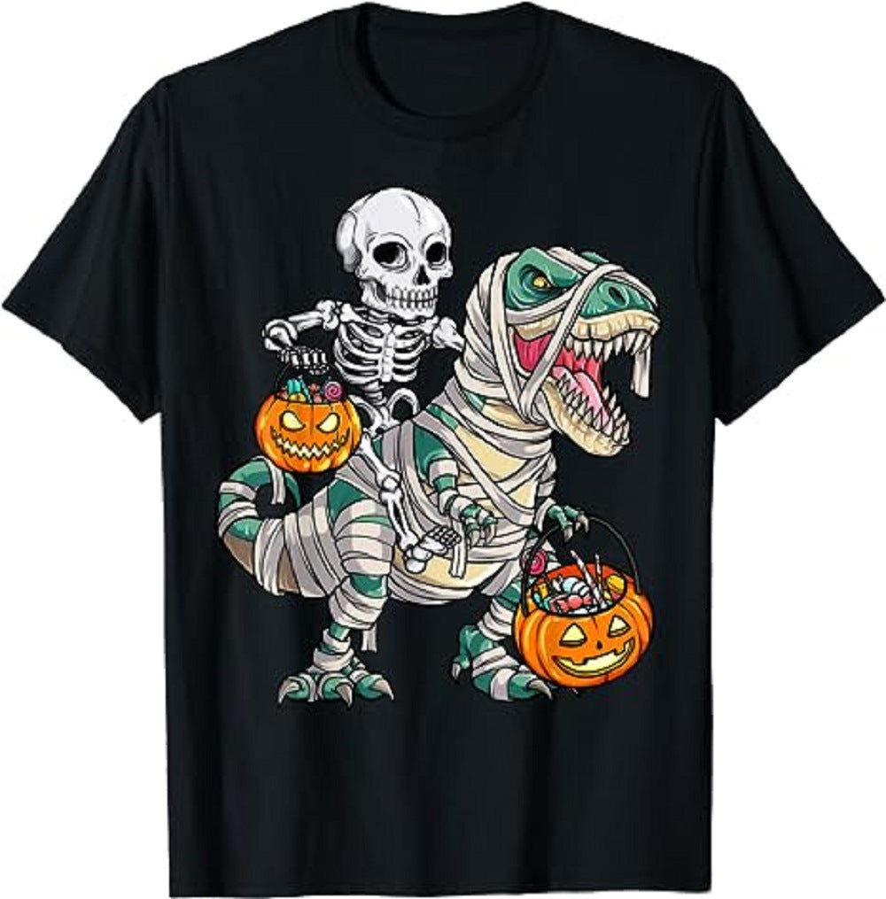 Mummy Dinosaur Tyrannosaurus Rex Halloween Pumpkin T-shirt