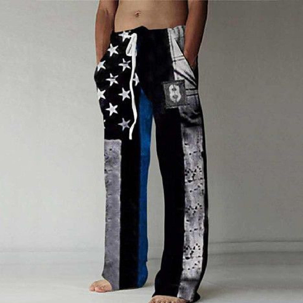 Loose Casual European 3D Printed High Waist Wide Leg Pants
