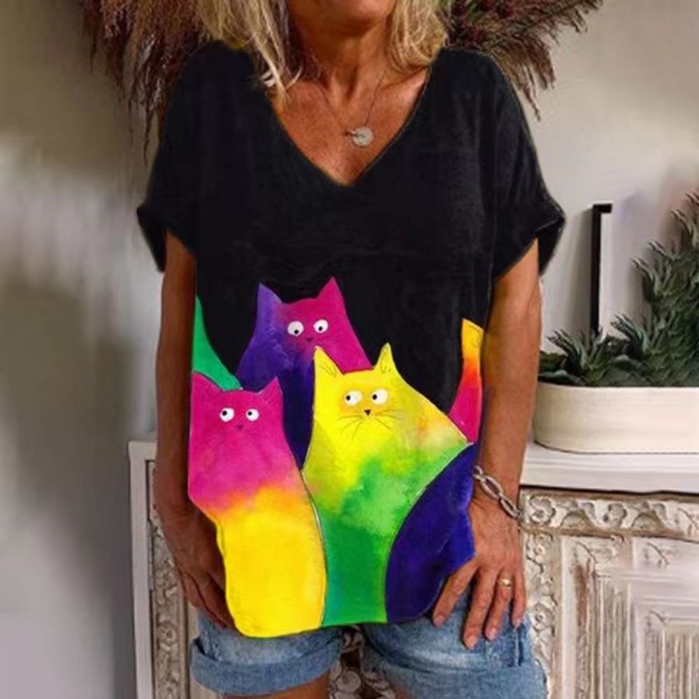 Trendy Kitten 3D Women's Printed Wear T-shirt Short Sleeve