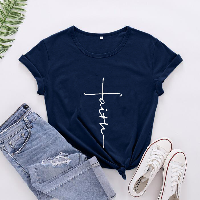 Women's Fashionable English Letter Short Sleeve Top