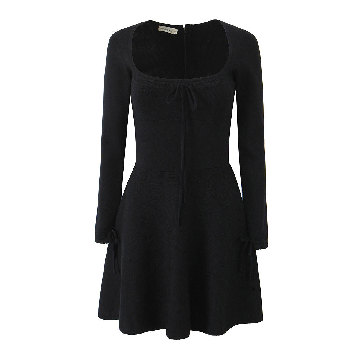 French Square Collar Stretch Knitted Short Dress