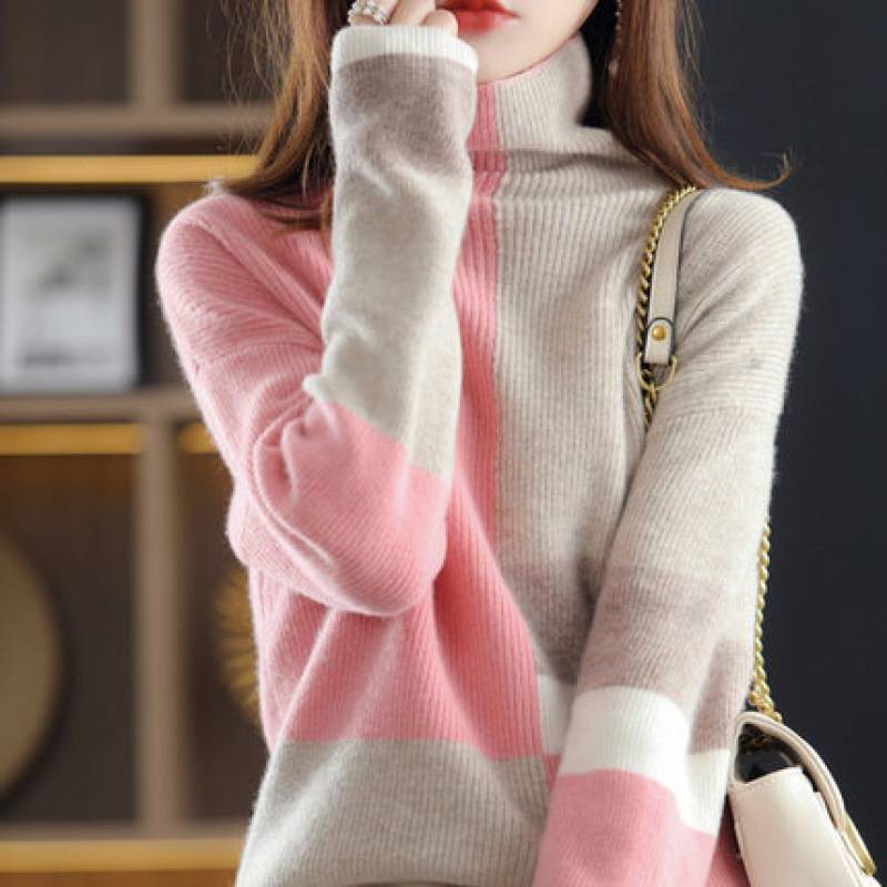 Loose Slimming Laid-back Style Knitted Bottoming Shirt Turtleneck Sweater