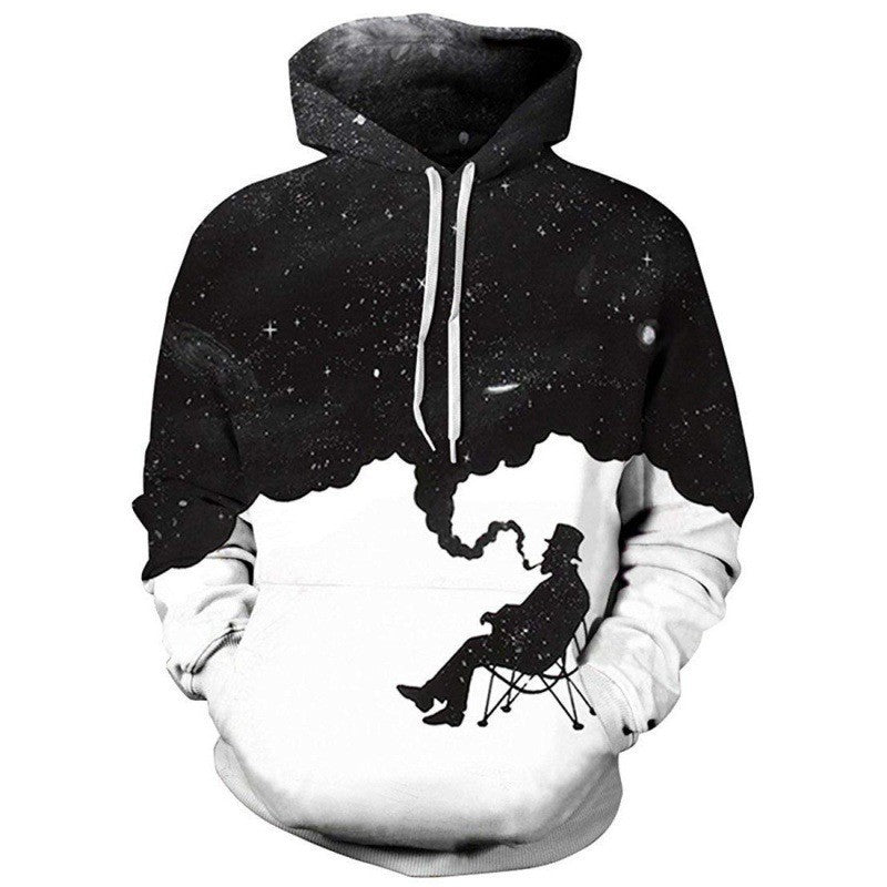 Starry Sky Men's Color Ink Digital Printed Hoodie