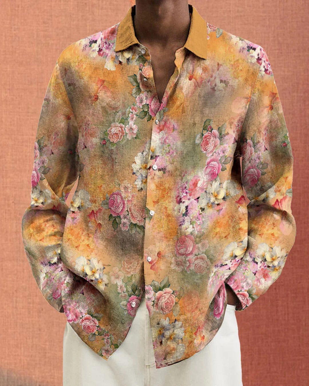 Long Sleeve Floral Shirt Fashion City Loose Men's Clothing Casual Pullover