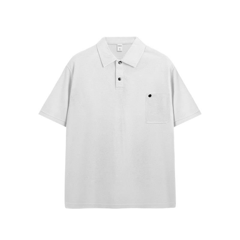 Pit Pattern Beaded Polo Shirt Loose Street Short Sleeve