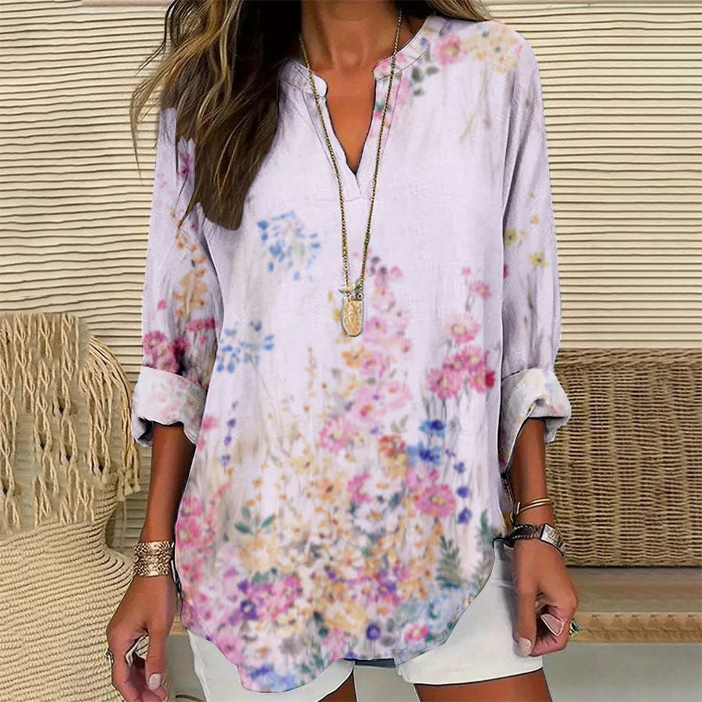 Spring And Summer Women's Clothing European And American Fashion Long Sleeve Shirt