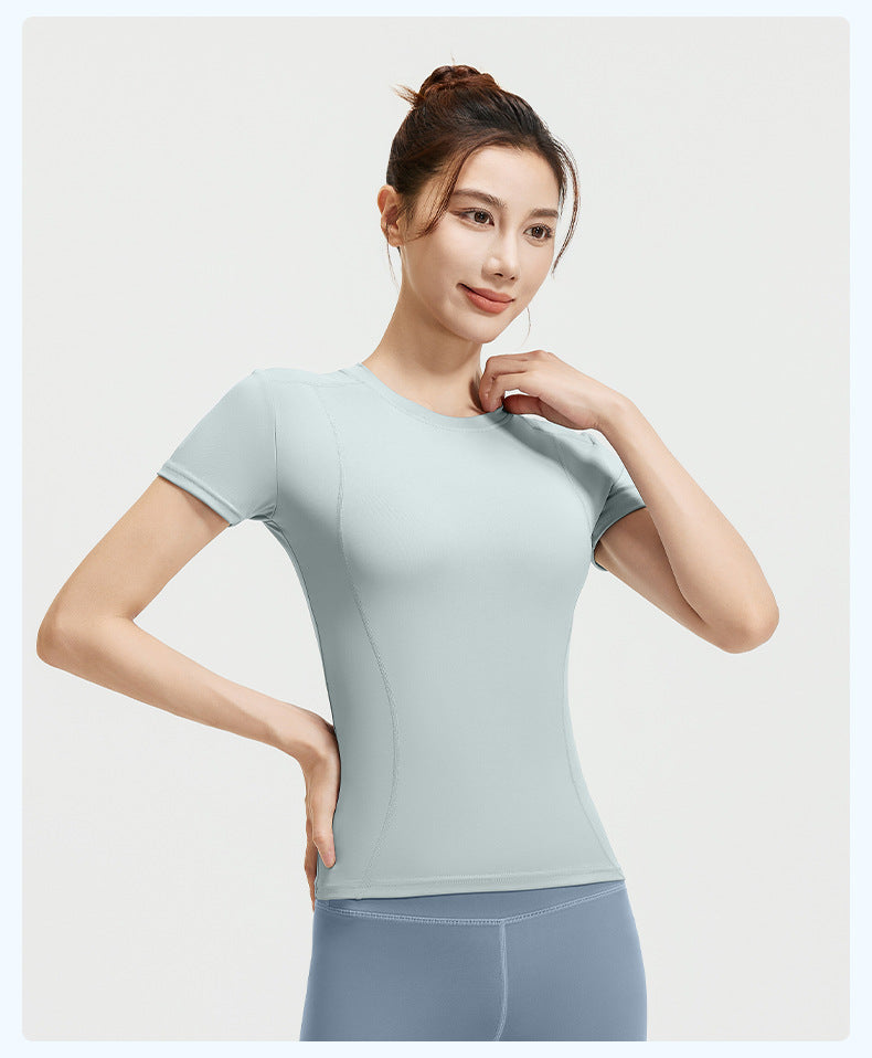 Spring And Summer Slimming Exercise Short-sleeved T-shirt, Yoga Wear Top, Women's Fitness Tight-fitting Running Yoga Short-sleeved