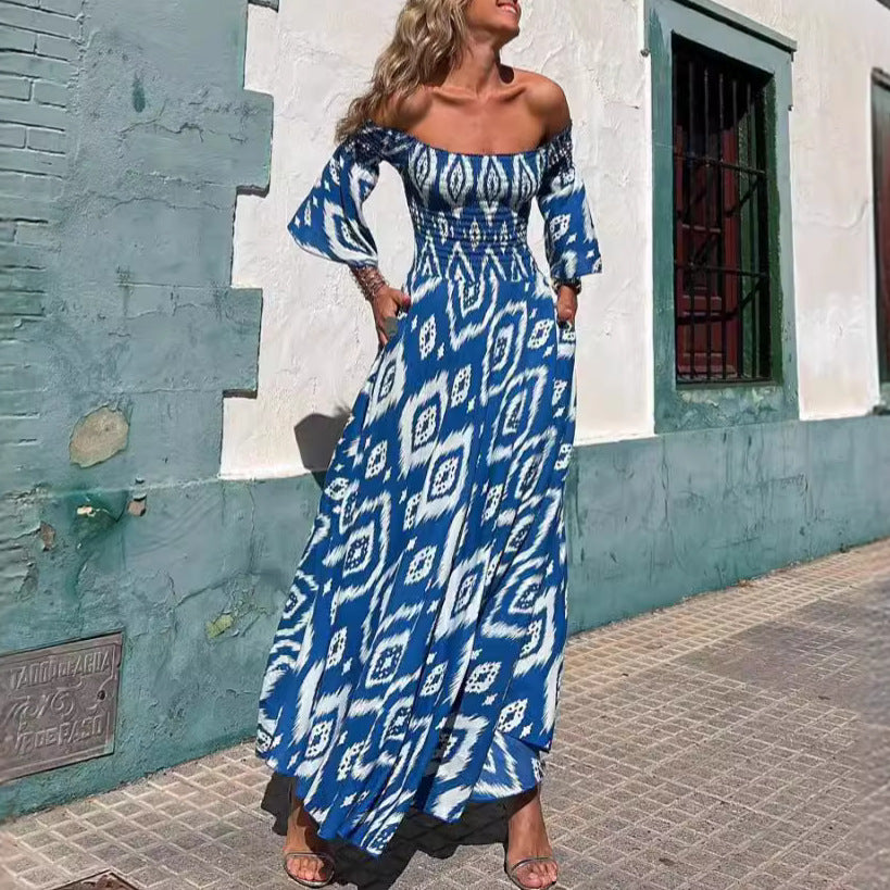 Off Shoulder Printed Dress