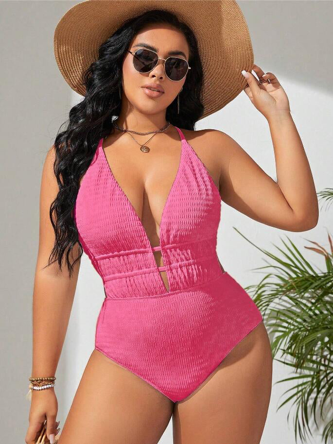 Women's Belly-covering Beach Solid Color Fashion One-piece Swimsuit