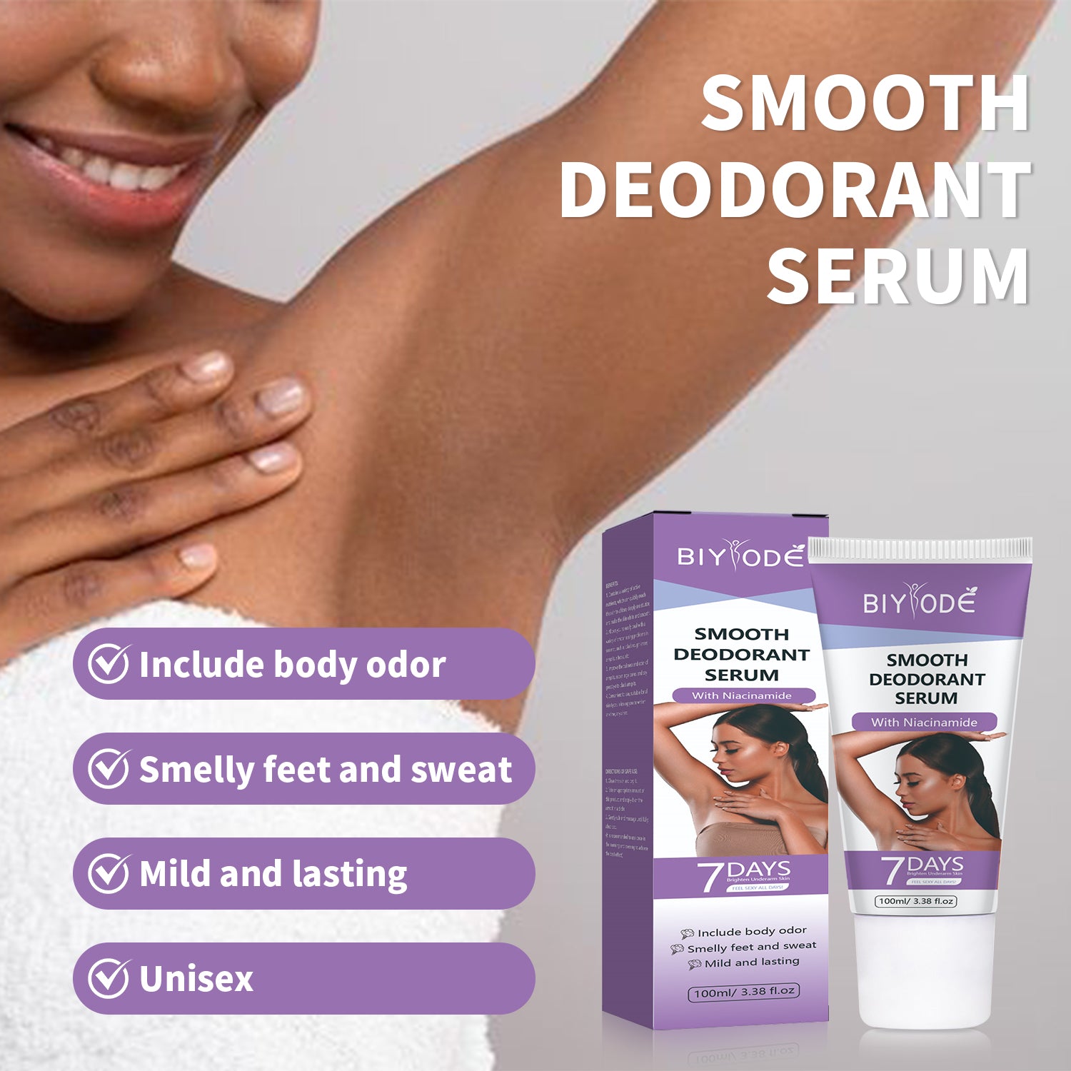 Long-Lasting Brightening Dry Serum Antiperspirant Smooth Rose-Scented Deodorant Spray For Body Odor Removal