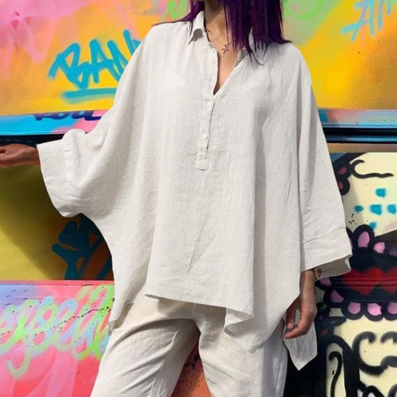 Batwing Clothes Loose Cotton And Linen Tops