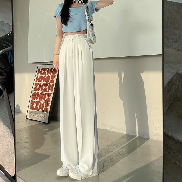 Suit Wide-leg Pants Women's High Waist Baggy Straight Trousers