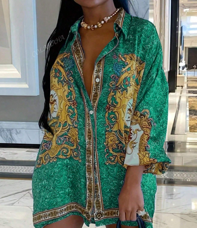 Baroque Print Single Breasted Shirt